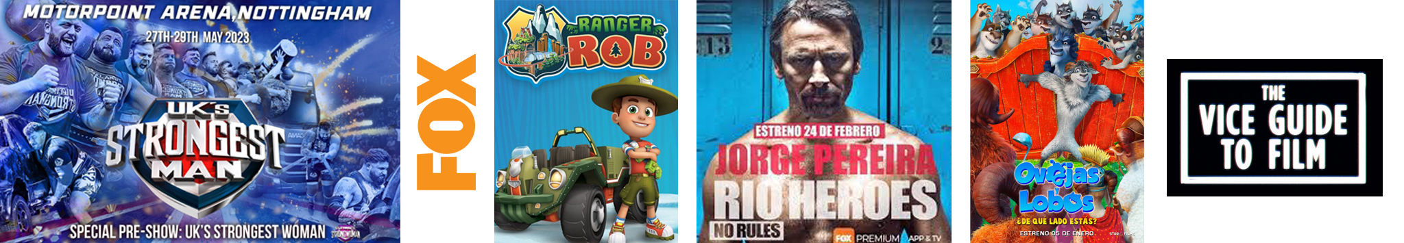 Director de doblaje Cuernavaca Uk Strongest Man, Fox, Ranger Rob, Jorge Pereira Rio Heroes, Ovejas y Lobos, The Vice Guide to Film